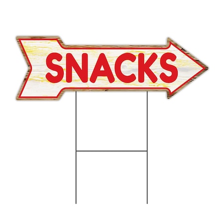 Snacks Arrow Yard Sign Funny Home Decor 30in Wide